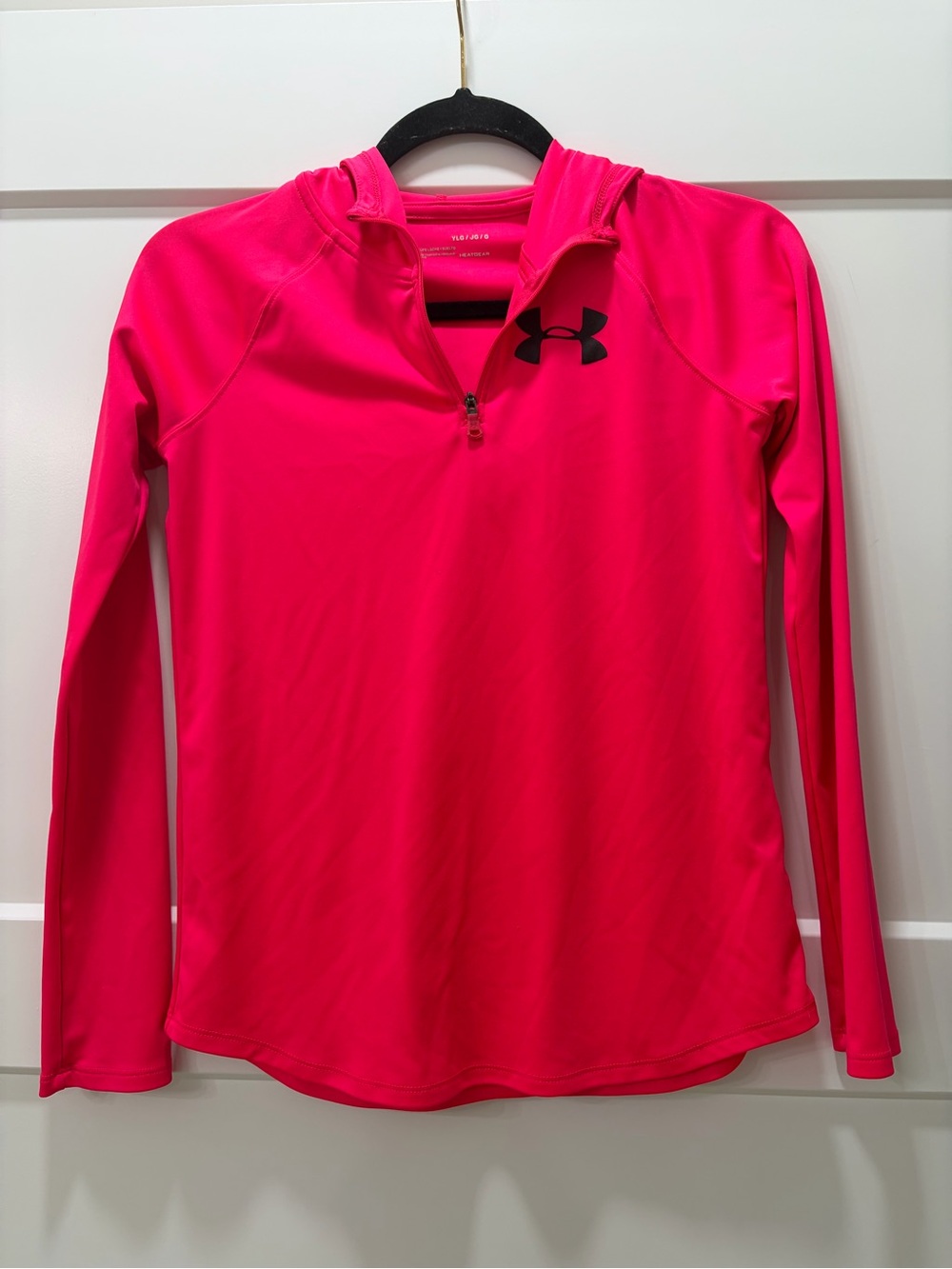 Under Armour Girls Sporty Athletic Lightweight Dri-Fit Neon Pink Half-Zip Hoodie